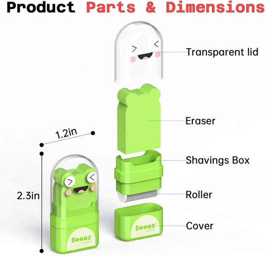 Sooez 12 Pack Pencil Erasers, Cute Animal Eraser with Clean up Roller and Cover, Latex-Free, Bulk Art Drawing Erasers for Students & Teacher Classroom/School Supplies, Party Favor