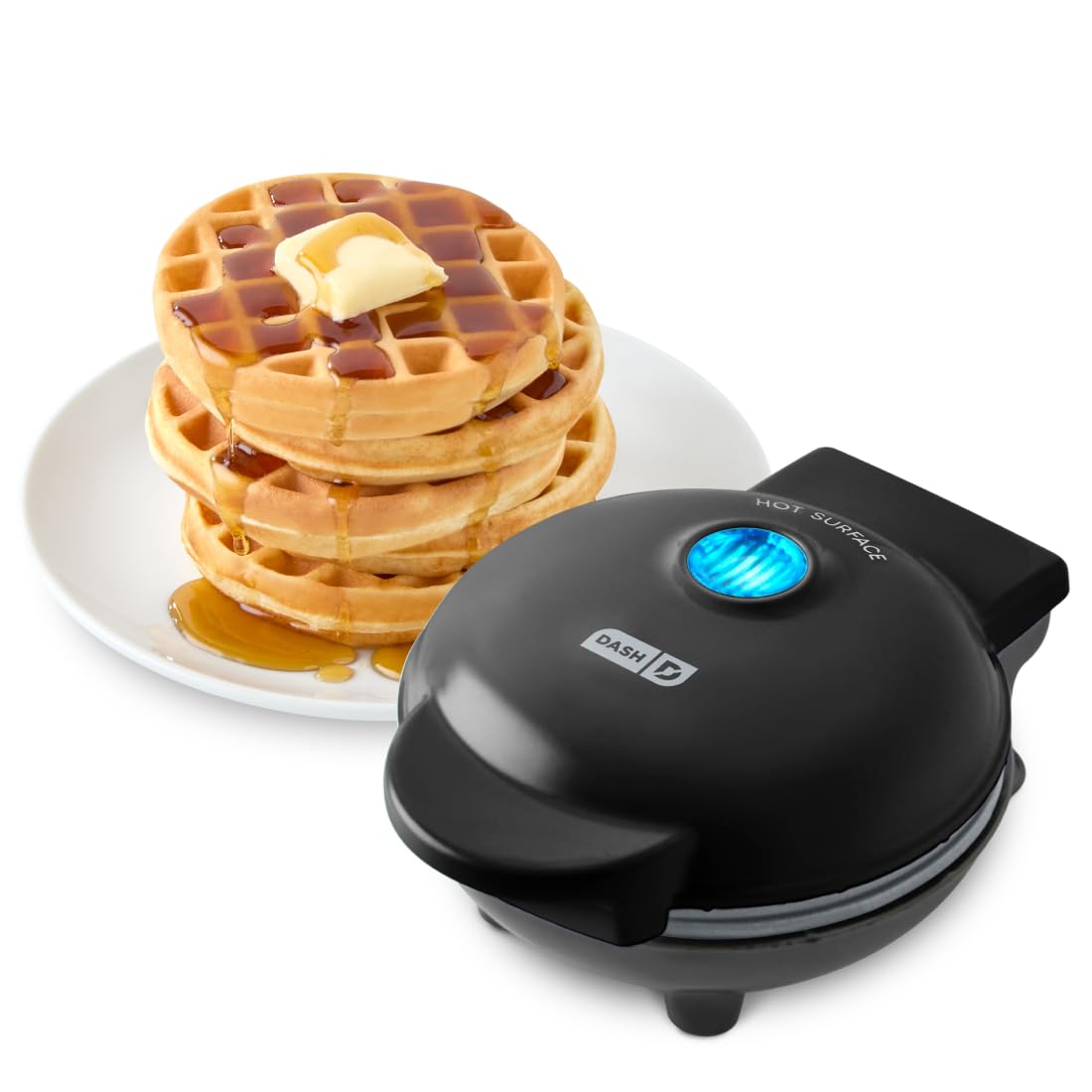 Dash Mini Waffle Maker, 4-Inch Ceramic Nonstick Cooking Surface, Aqua | Small Waffle Iron for Dorms & RVs, Chaffle Maker & Compact Waffle Machine, Mini Waffles for Kids & Families