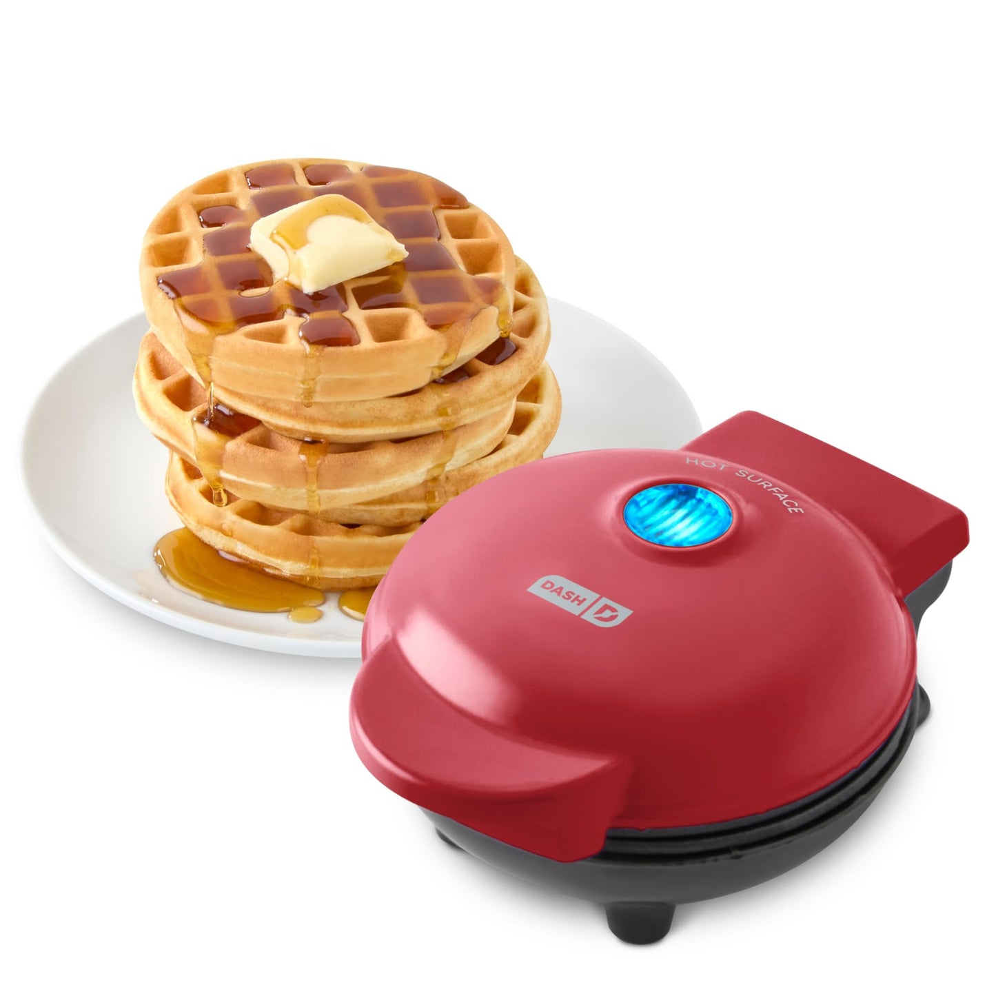 Dash Mini Waffle Maker, 4-Inch Ceramic Nonstick Cooking Surface, Aqua | Small Waffle Iron for Dorms & RVs, Chaffle Maker & Compact Waffle Machine, Mini Waffles for Kids & Families