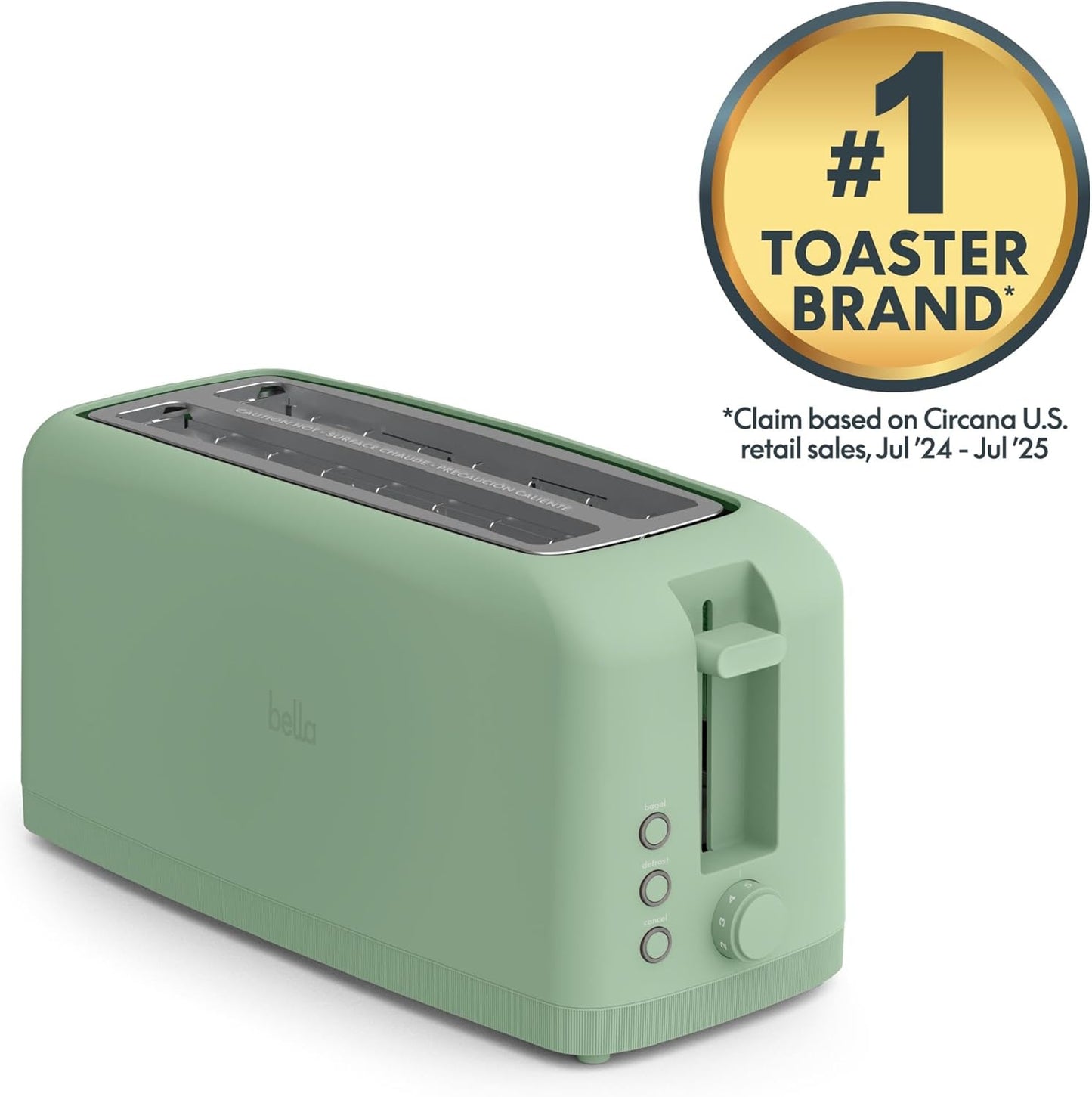 bella Fits-Anywhere™ Slim Toaster, 2 Slice Extra Long & Wide Slot, Oatmilk
