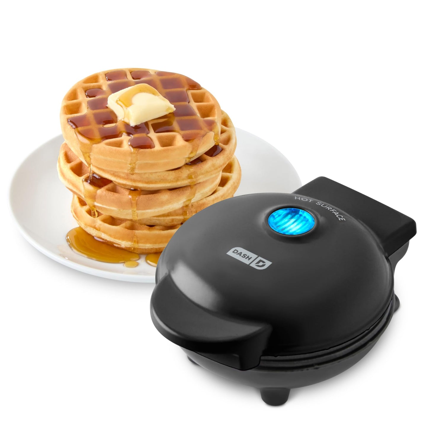 Dash Mini Waffle Maker, 4-Inch Ceramic Nonstick Cooking Surface, Aqua | Small Waffle Iron for Dorms & RVs, Chaffle Maker & Compact Waffle Machine, Mini Waffles for Kids & Families