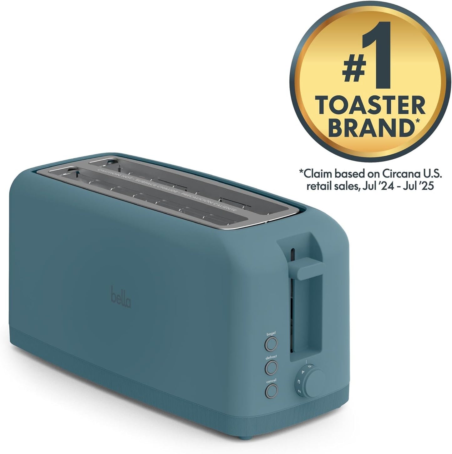 bella Fits-Anywhere™ Slim Toaster, 2 Slice Extra Long & Wide Slot, Oatmilk