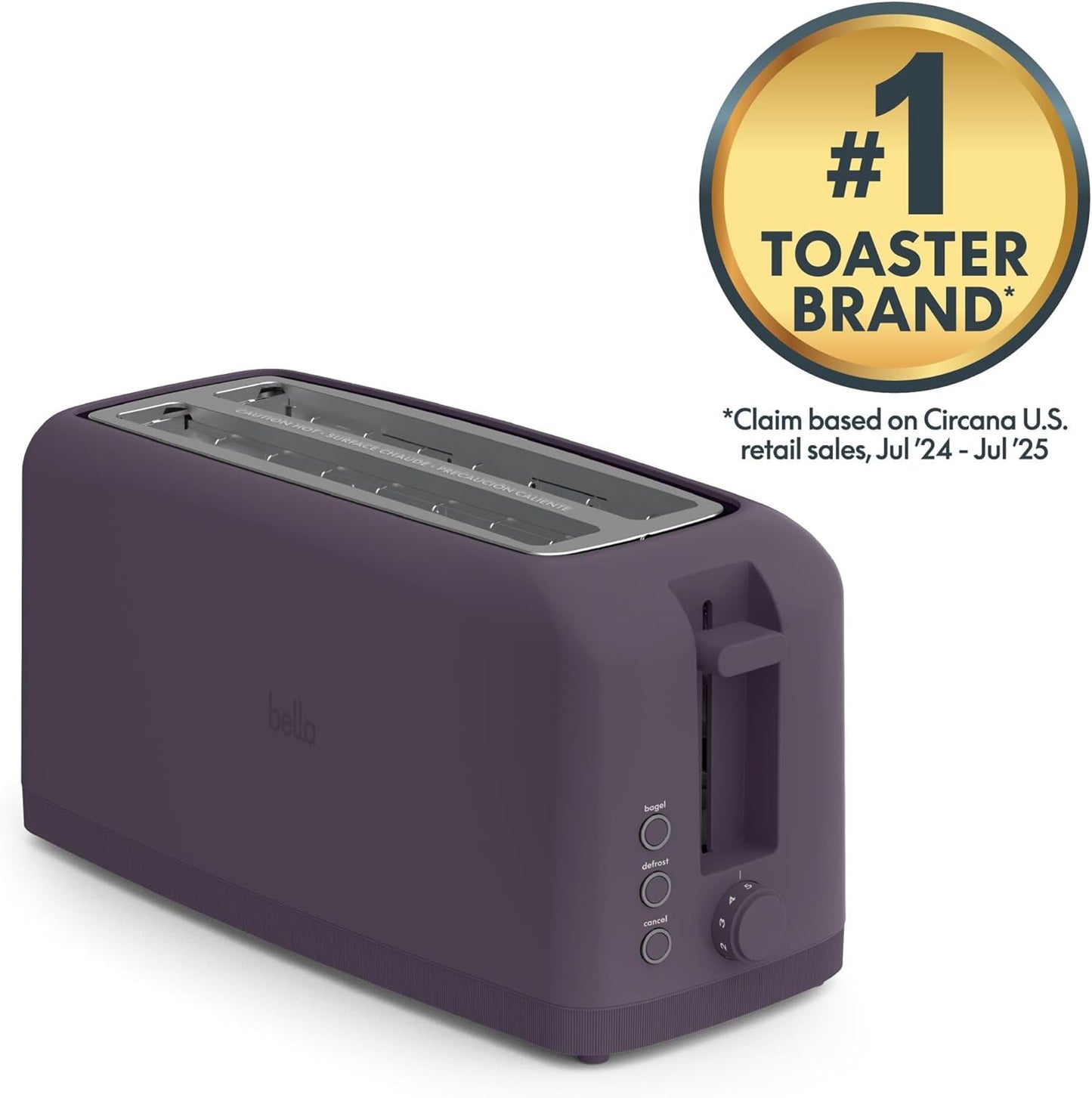 bella Fits-Anywhere™ Slim Toaster, 2 Slice Extra Long & Wide Slot, Oatmilk