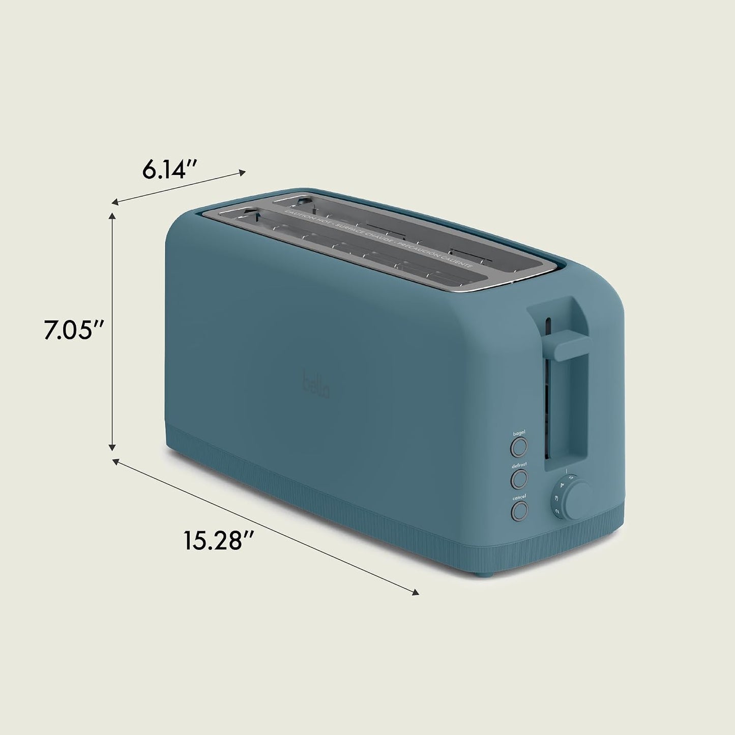 bella Fits-Anywhere™ Slim Toaster, 2 Slice Extra Long & Wide Slot, Oatmilk