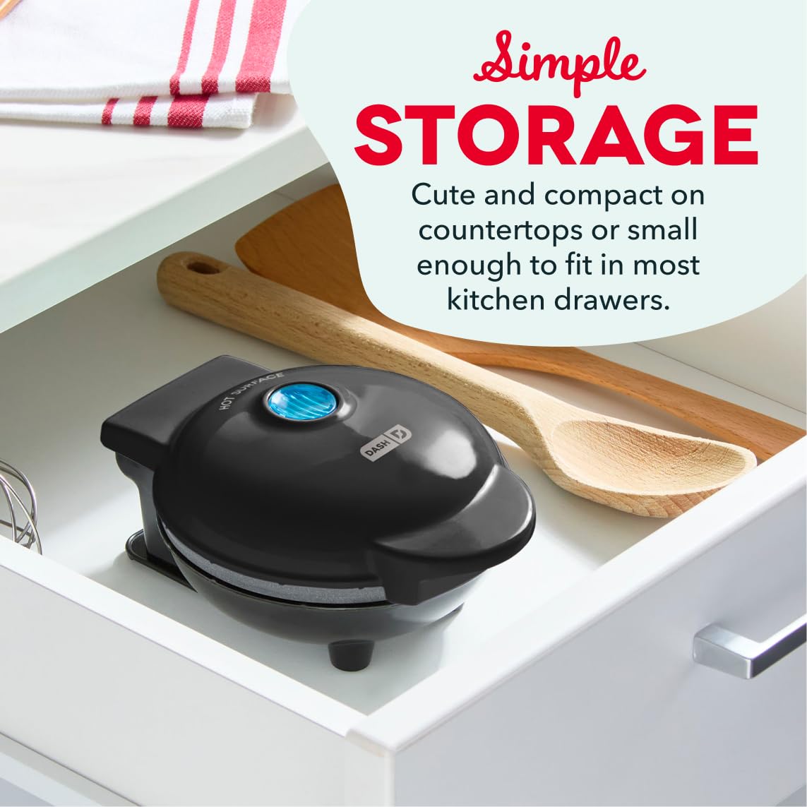 Dash Mini Waffle Maker, 4-Inch Ceramic Nonstick Cooking Surface, Aqua | Small Waffle Iron for Dorms & RVs, Chaffle Maker & Compact Waffle Machine, Mini Waffles for Kids & Families