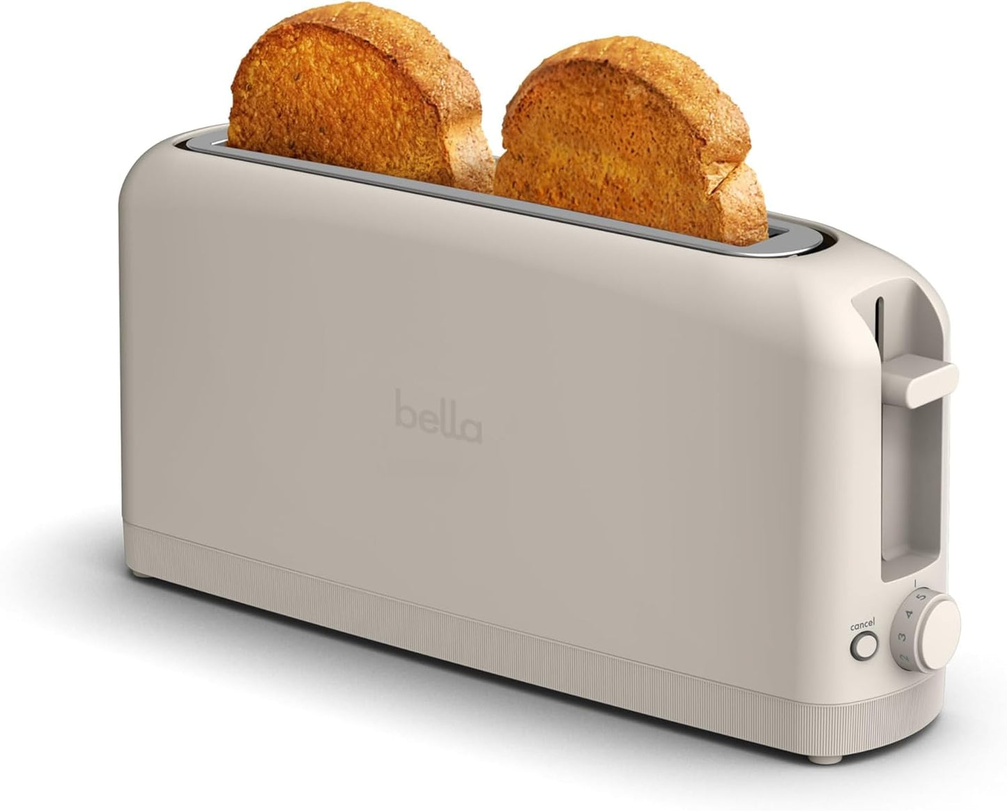 bella Fits-Anywhere™ Slim Toaster, 2 Slice Extra Long & Wide Slot, Oatmilk
