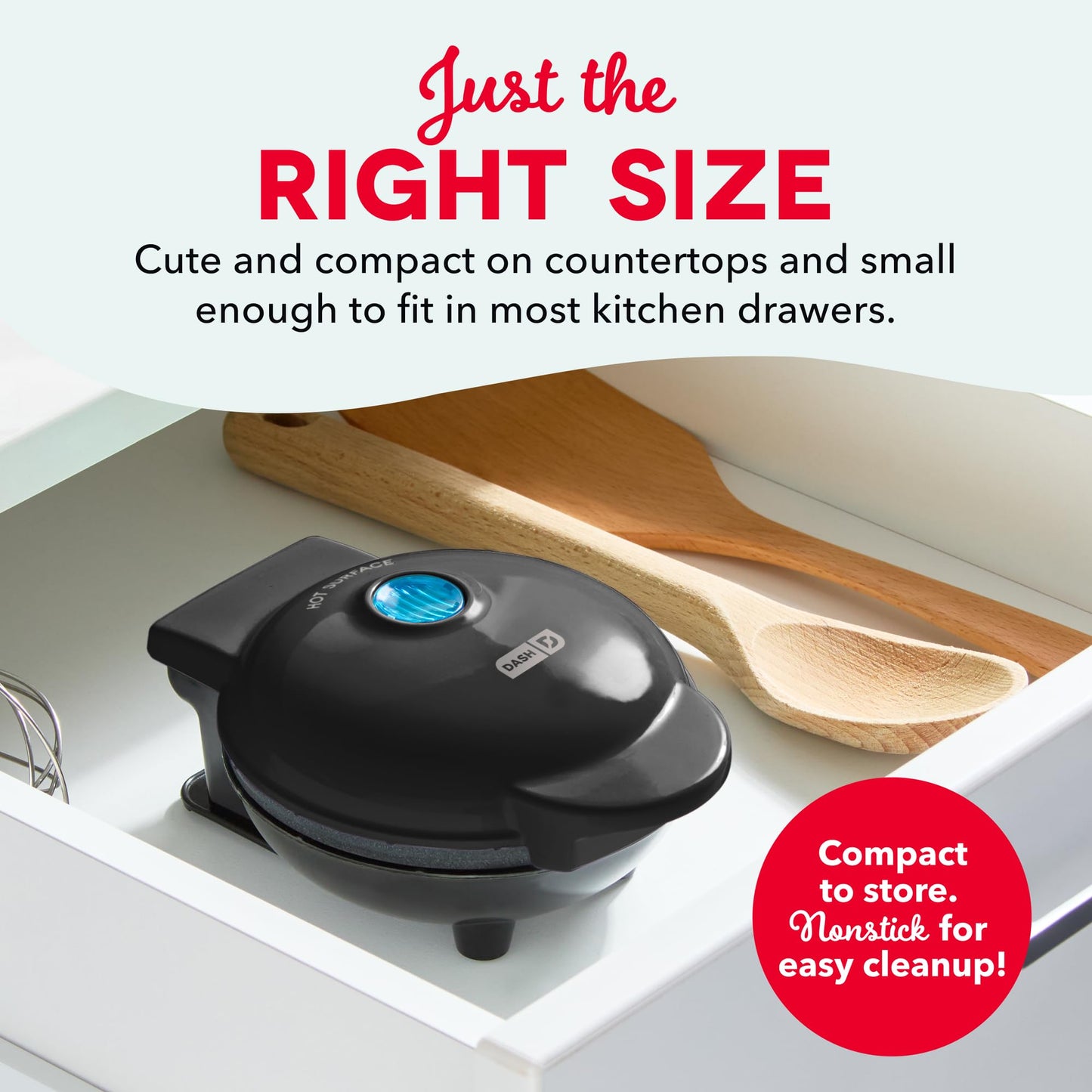 Dash Mini Waffle Maker, 4-Inch Ceramic Nonstick Cooking Surface, Aqua | Small Waffle Iron for Dorms & RVs, Chaffle Maker & Compact Waffle Machine, Mini Waffles for Kids & Families