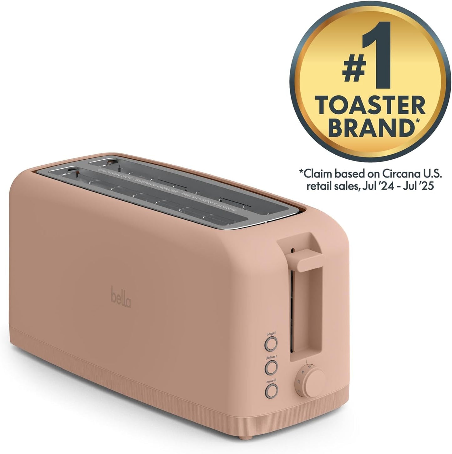 bella Fits-Anywhere™ Slim Toaster, 2 Slice Extra Long & Wide Slot, Oatmilk