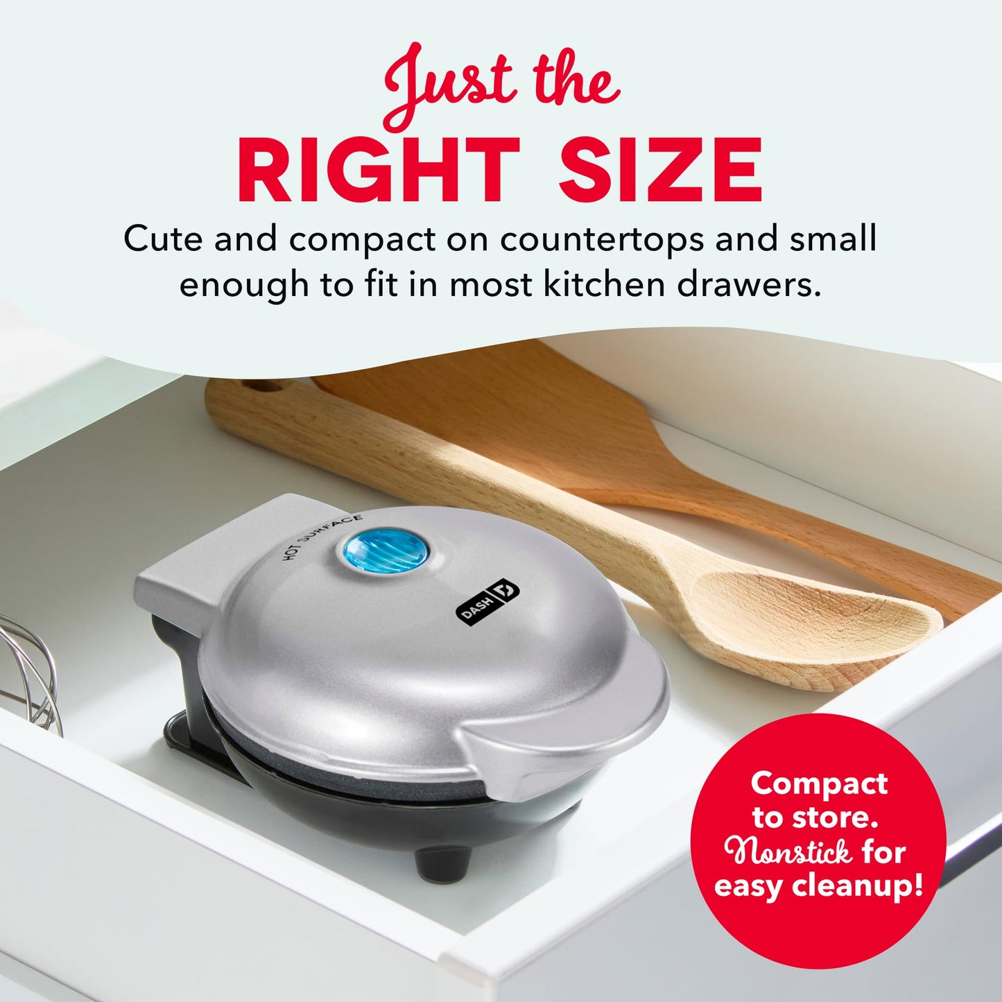 Dash Mini Waffle Maker, 4-Inch Ceramic Nonstick Cooking Surface, Aqua | Small Waffle Iron for Dorms & RVs, Chaffle Maker & Compact Waffle Machine, Mini Waffles for Kids & Families
