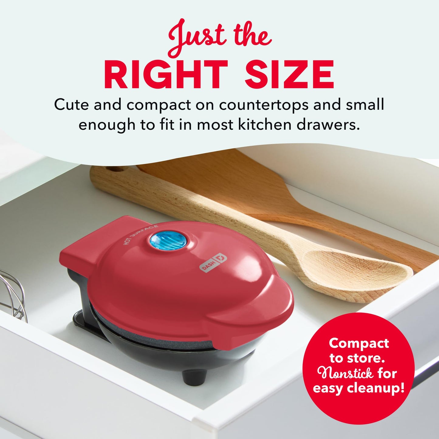 Dash Mini Waffle Maker, 4-Inch Ceramic Nonstick Cooking Surface, Aqua | Small Waffle Iron for Dorms & RVs, Chaffle Maker & Compact Waffle Machine, Mini Waffles for Kids & Families
