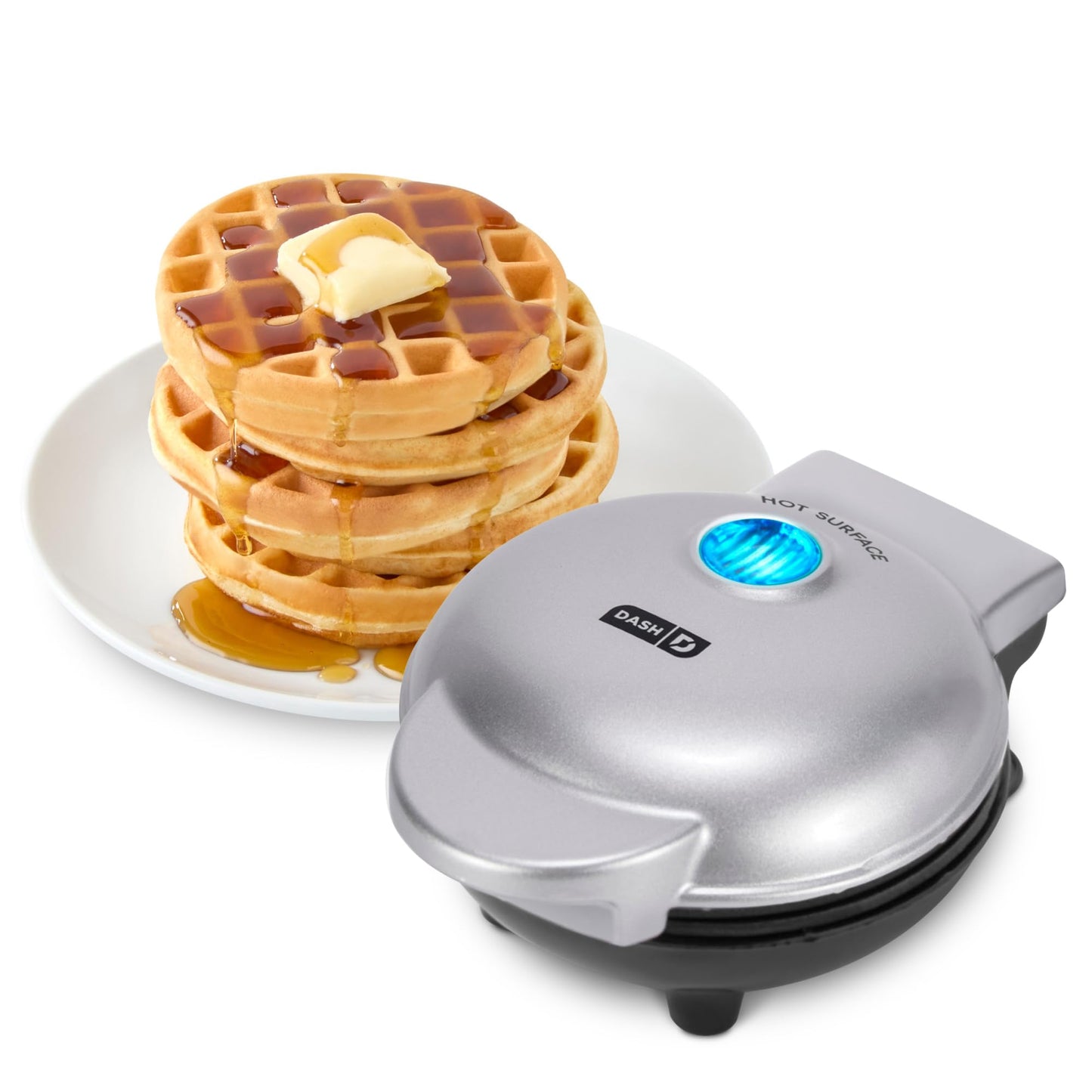Dash Mini Waffle Maker, 4-Inch Ceramic Nonstick Cooking Surface, Aqua | Small Waffle Iron for Dorms & RVs, Chaffle Maker & Compact Waffle Machine, Mini Waffles for Kids & Families